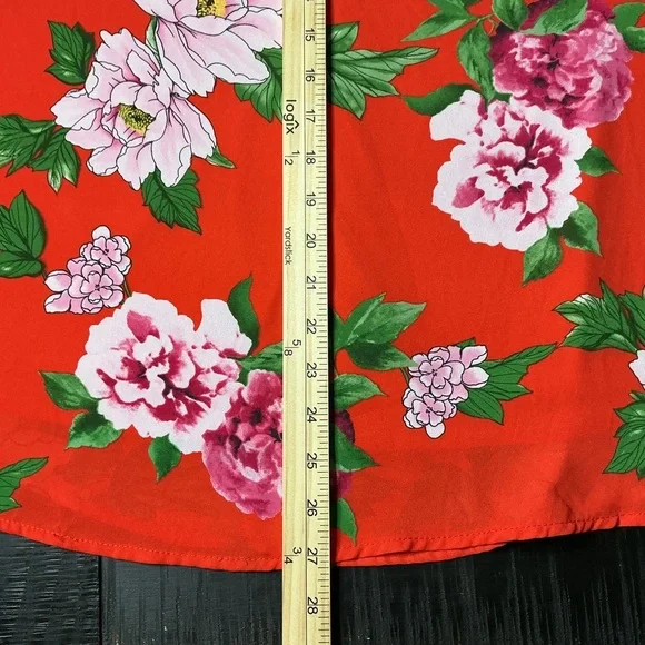 Peach Love California Red Floral Dress small red and pink floral - Picture 12 of 12